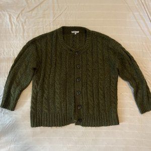 madewell xs women's dark green cardigan sweater